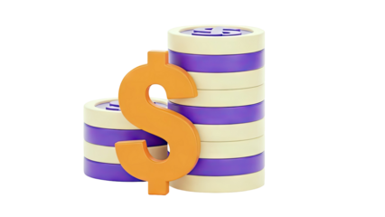 Dollar Sign and Stacks of Coins