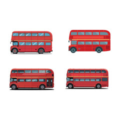 Urban transportation double decker bus red vector isolated on white