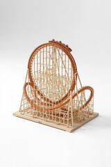 Intricate wooden roller coaster model
