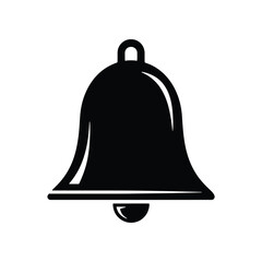 A black silhouette icon of a bell, symbolizing notifications, alerts, and sound signals for various applications and services