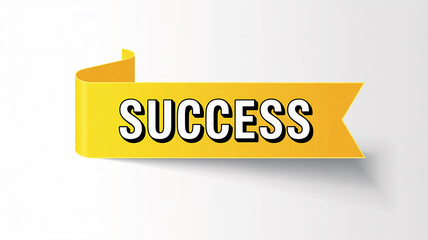 Yellow banner with white text saying Success on a light gray background with shadow