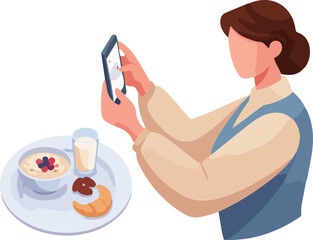 Woman photographing breakfast