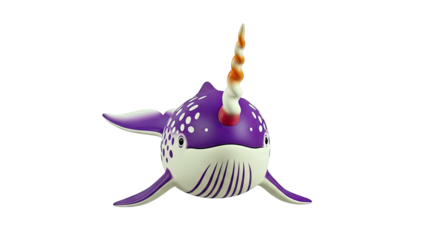 Purple Narwhal Toy with Spiral Horn