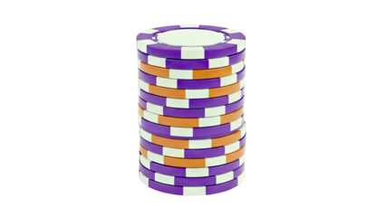 Stack of Purple, Orange, and White Casino Chips