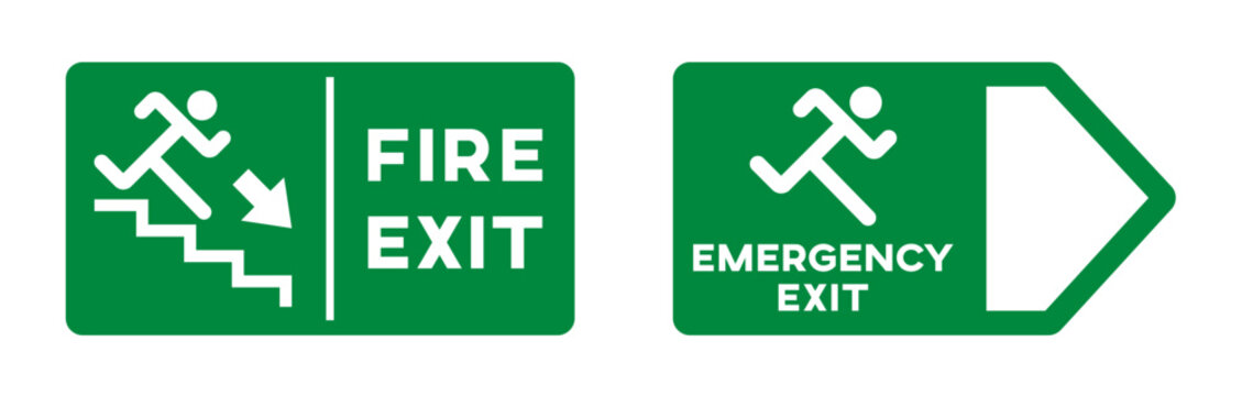 fire exit, emergency exit sign