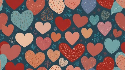 Cute Hand-Drawn Heart Seamless Pattern