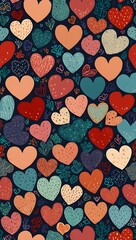 Cute Hand-Drawn Heart Seamless Pattern