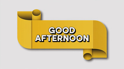 Yellow ribbon banner with white text GODAFTERNON on light background good afternoon
