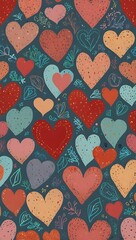 Cute Hand-Drawn Heart Seamless Pattern