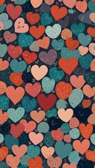 Cute Hand-Drawn Heart Seamless Pattern