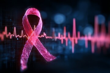Cancer with background of electrocardiogram signal , Generative AI