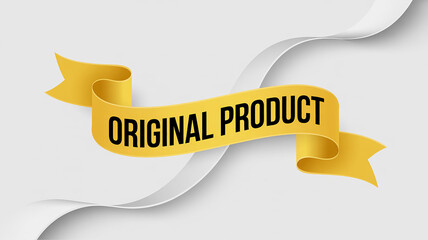 Yellow ribbon with ORIGINALPRODUCT text and white flowing elements Keywords