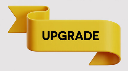 Yellow Ribbon with UPGRADE Text on White Background upgrade update