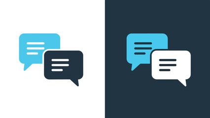 Chat bubble icons set flat design vector illustration. Blue icon bundle. Line and glyph icon set. Outline and solid icon collection. Editable Stroke Flat Vector