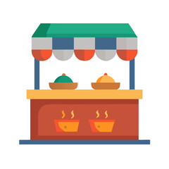 Indian street food stall: authentic culinary exchange in flat design
