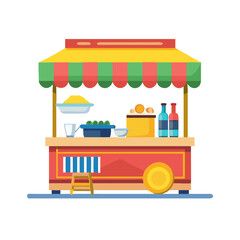 Indian street food stall: authentic culinary exchange in flat design
