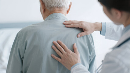 Fototapeta premium doctor-checking-senior-back-spine-physical-therapy