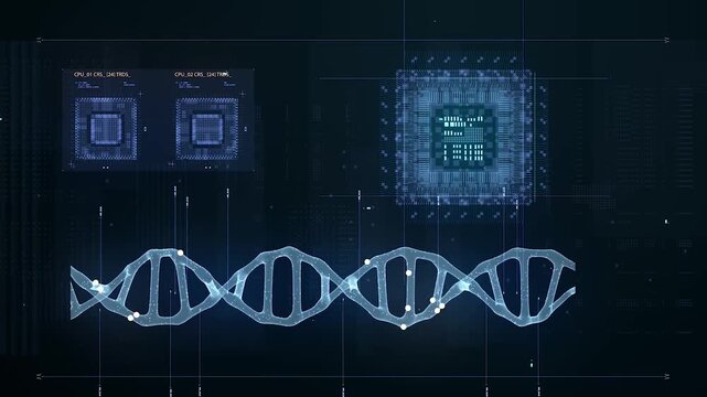 Digital binary code forms a glowing heartbeat graph that represents the connection between technology, health data, and financial growth