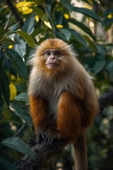 Golden snub-nosed monkey in forest