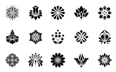 Flower icons set. Isolated elements for design. Vector graphics. Flower collection