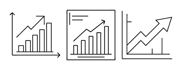 Obraz premium Hand-drawn line and bar charts illustrating business growth and upward