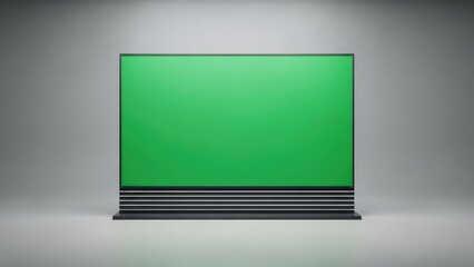 Green screen on a gray background.