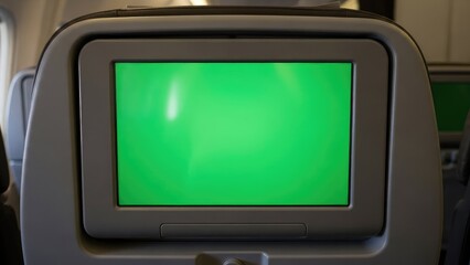 Green screen on airplane TV monitor.