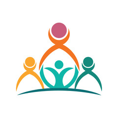 Family Care and Community Support Flat Icon Isolated on White