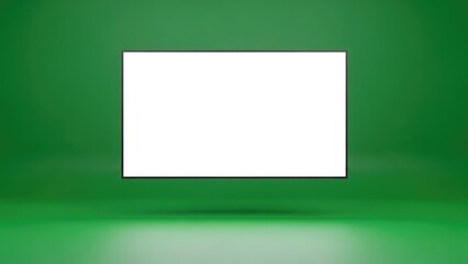 Green wall with white rectangle frame.