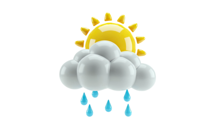 3D Sun and Rain Cloud Icon