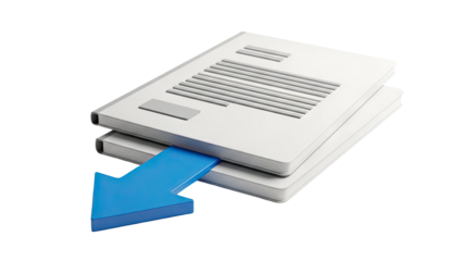 Arrow entering stack of documents