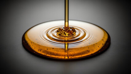 Liquid Amber Drop on Glass Disc