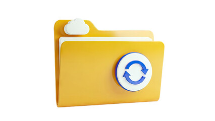 Yellow folder with cloud and sync icon