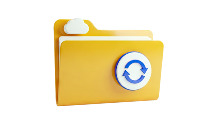 Yellow folder with cloud and sync icon