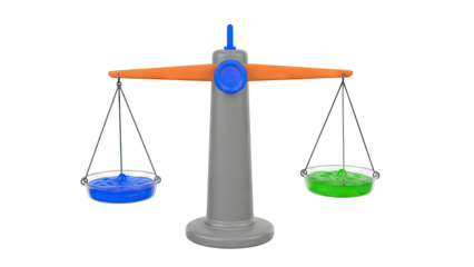 Balance Scale with Blue and Green Liquid