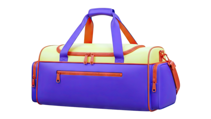 Colorblock Duffle Bag with Orange Zippers