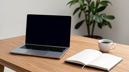 Fototapeta premium laptop and cup of coffee