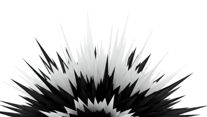 Black and white abstract explosion of sharp spikes