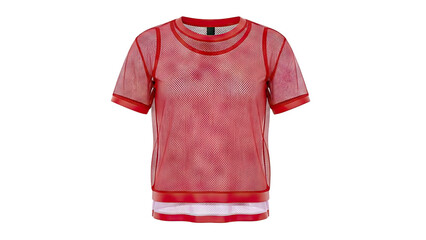 Red Mesh T-Shirt with Banded Hem