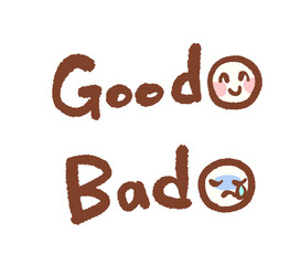 かわいい手描きのGoodとBadの文字イラスト