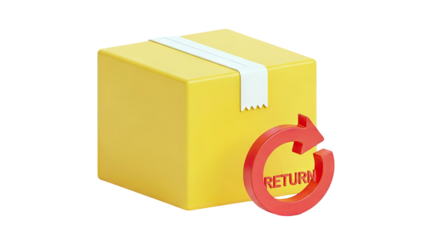 Yellow Package with Return Arrow Icon