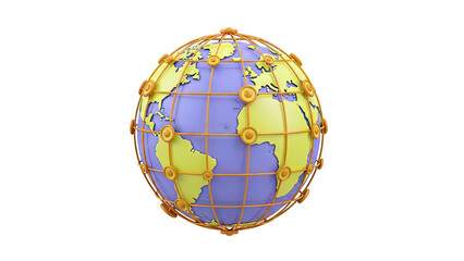 Stylized 3D Globe with Network Grid