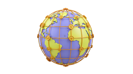 Stylized 3D Globe with Network Grid