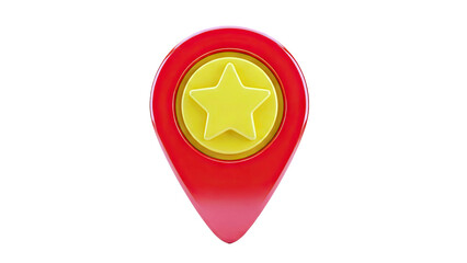3D Red Map Pin with Yellow Star