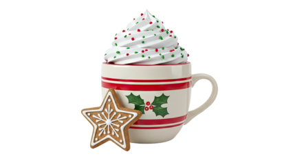 Christmas Mug with Whipped Cream and Star Cookie