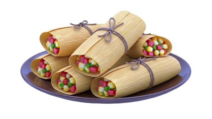 Corn Tamales with Mixed Vegetables on a Plate