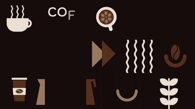 Coffee Abstract Pattern Animation. Geometric Background with Simple Animated Elements. Trendy Design. Video in Brown Beige Colors