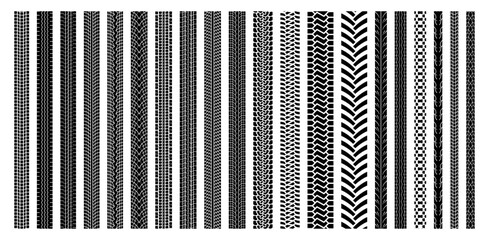 タイヤ跡のシームレスベクターセット（パターンブラシ対応）｜Seamless Tire Track Vector Set / Tread Pattern Brush © Studio Trinity