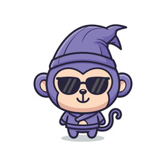 Cool Monkey Cartoon Character Illustration