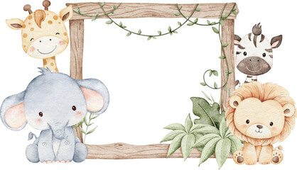 Wooden Board and Safari Animals